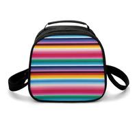 Borsa portapranzo a tracolla colorata a righe messicane, piccola borsa termica per il pranzo, con tracolla regolabile, riutilizzabile, per lavoro, picnic, viaggi