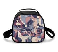 Borsa portapranzo a tracolla con linee geometriche astratte, piccola borsa termica per il pranzo, con tracolla regolabile, riutilizzabile, per lavoro, picnic, viaggi