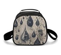 Borsa portapranzo a tracolla con motivo a gocce d'acqua, piccola borsa termica con tracolla regolabile, riutilizzabile, per lavoro, picnic, viaggi