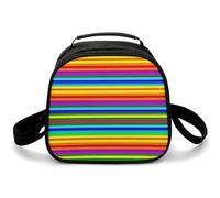 Borsa portapranzo a tracolla con motivo arcobaleno, piccola borsa termica per il pranzo, con tracolla regolabile, riutilizzabile, per lavoro, picnic, viaggi