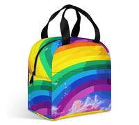 Borsa portapranzo arcobaleno per adulti, a prova di perdite, isolata, con cerniera e tasche multiple, grande capacità, per ufficio, lavoro, picnic
