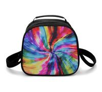 Borsa portapranzo colorata con motivo tie-dye, isolata, piccola, con tracolla regolabile, riutilizzabile, per lavoro, picnic, viaggi