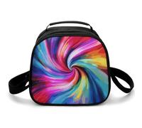 Borsa portapranzo colorata con motivo tie-dye, isolata, piccola, con tracolla regolabile, riutilizzabile, per lavoro, picnic, viaggi