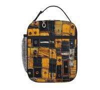Borsa portapranzo colorata con stampa collage per ufficio, lavoro, picnic, borsa per il pranzo isolata riutilizzabile per adulti