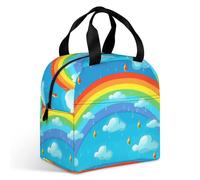Borsa portapranzo con nuvole arcobaleno per adulti, a prova di perdite, isolata, con cerniera e tasche multiple, grande capacità, per ufficio, lavoro, picnic