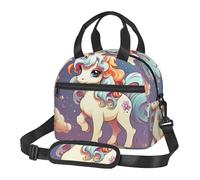 Borsa portapranzo con simpatico motivo arcobaleno per uomini e donne, grande capacità, riutilizzabile, isolata, con tracolla regolabile, per adulti
