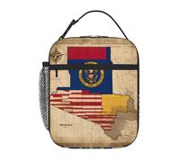 Borsa portapranzo con stampa astratta della bandiera del Nebraska Map02, per ufficio, lavoro, picnic, borsa per il pranzo, riutilizzabile, per adulti