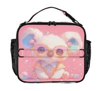 Borsa portapranzo da uomo con doppia cerniera, con tracolla e porta bottiglie, per scuola, lavoro, attività all'aperto, pesca, koala pesca