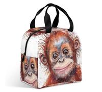 Borsa portapranzo Gorilla con capelli disordinati per adulti, a prova di perdite, isolata, con cerniera e tasche multiple, grande capacità, per ufficio, lavoro, picnic