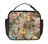 Borsa portapranzo impermeabile con motivo floreale ad acquerello e trama, per donne, mantiene il cibo caldo, borsa tote di grande capacità per scuola/picnic