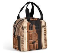 Borsa portapranzo in stile retrò con design rurale, per donne e uomini, borsa termica portatile con manico, a prova di perdite, riutilizzabile, per lavoro, picnic, viaggi