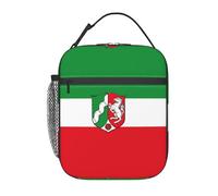 Borsa portapranzo isolata con bandiera del Nord Reno-Westfalia - Borsa per il pranzo riutilizzabile per uomini adulti e donne, graziosa borsa tote per lavoro, picnic, campeggio, nero
