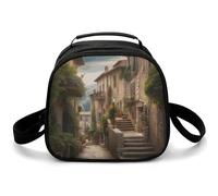 Borsa portapranzo italiana toscana, borsa termica piccola con tracolla regolabile, riutilizzabile, per lavoro, picnic, viaggi