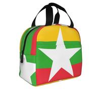 Borsa portapranzo multifunzione con bandiera del Myanmar, design elegante e grande capacità, per lavoro, scuola e attività all'aperto