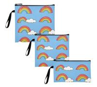 Borsa portapranzo multiuso con cerniera, 3 pezzi, riutilizzabile, con motivo arcobaleno, per caramelle, frutta, cereali, organizzazione della casa