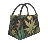 Borsa portapranzo per donne, uomini, adulti, riutilizzabile, isolata, a prova di perdite, graziosa borsa termica per il pranzo, un soffio nel tempo, erbacce, contenitore per il pranzo per lavoro