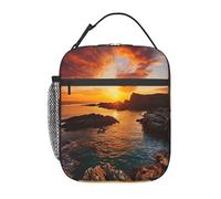 Borsa portapranzo riutilizzabile con stampa paesaggio marino e tramonto irlandese per mantenere il cibo fresco, scuola, lavoro, viaggi, picnic