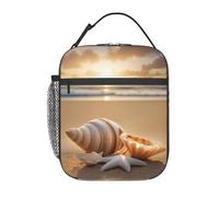 Borsa portapranzo riutilizzabile con stampa paesaggio sulla spiaggia con conchiglie per mantenere il cibo fresco, scuola, lavoro, viaggi, picnic
