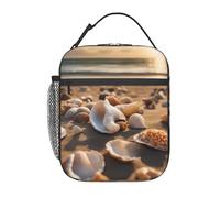 Borsa portapranzo riutilizzabile con stampa paesaggio sulla spiaggia con conchiglie per mantenere il cibo fresco, scuola, lavoro, viaggi, picnic