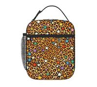 Borsa portapranzo riutilizzabile con stelle leopardate marroni per picnic | Dispositivo di raffreddamento compatto riutilizzabile della scatola del pranzo della prova di perdita per il pendolarismo di