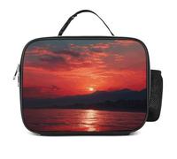 Borsa portapranzo staccabile, borsa per il pranzo con stampa di tramonto rosso fuoco, borsa grande per il pranzo, riutilizzabile per adulti