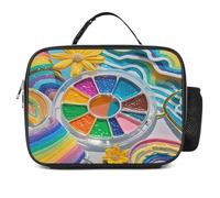 Borsa portapranzo staccabile, con stampa con tavolozza arcobaleno, grande borsa per il pranzo, riutilizzabile, per adulti