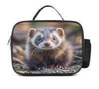 Borsa portapranzo staccabile, con stampa di furetto peloso, grande borsa per il pranzo, riutilizzabile, per adulti