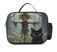 Borsa portapranzo staccabile, con stampa di gatto nell'erba, grande borsa per il pranzo riutilizzabile, per adulti
