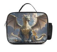Borsa portapranzo staccabile, con stampa di luna viola con drago, grande borsa per il pranzo, riutilizzabile, per adulti