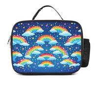 Borsa portapranzo staccabile, con stampa di nuvole arcobaleno e gocce di pioggia, grande borsa per il pranzo, riutilizzabile, per adulti