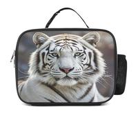 Borsa portapranzo staccabile, con stampa tigre bianca, grande borsa per il pranzo, riutilizzabile, per adulti