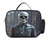 Borsa portapranzo staccabile, una divertente borsa per il pranzo con stampa di teschi, grande borsa per il pranzo, riutilizzabile per adulti
