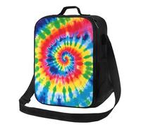 Borsa portapranzo tie dye arcobaleno, per donne e uomini, riutilizzabile, isolata, a prova di perdite, con tracolla regolabile, graziosa borsa per il pranzo per adulti