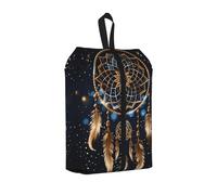 Borsa portascarpe da viaggio con acchiappasogni e piume, resistente all'acqua, con manico con cerniera, custodia leggera per valigia e palestra, si ripiega piatta per l'imballaggio, Acchiappasogni