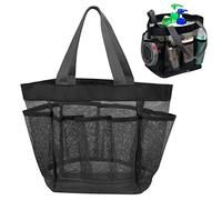 Borsa Portatile a Rete Borsa da Doccia in Rete con 8 Cestini Borsa Lavabili per la Spiaggia Campeggio Palestra Grande Borsa da Asciugatura Rapida per Viaggi, Nuoto, Sport, Shopping, Università, Nero