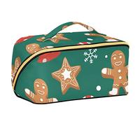 Borsa portatile da viaggio con motivo pan di zenzero con biscotti festivi, borsa cosmetica da viaggio di grande capacità, borsa da toeletta da viaggio, borsa impermeabile per il trucco, borsa