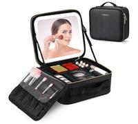 Borsa portatile di trucco con lo specchio principale, caso cosmetico regolabile con i compartimenti per il viaggio e l'organizzazione