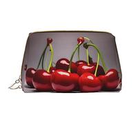 Borsa portatile di trucco del cuoio delle ciliegie cilene grande, cuoio del PVC, chiusura a cerniera, borsa da viaggio della borsa da toilette, borsa di immagazzinaggio di viaggio, bianco, Taglia