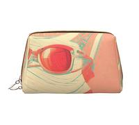 Borsa portatile di trucco del cuoio delle sfumature astratte retrò grande, cuoio del PVC, chiusura a cerniera, borsa da viaggio della borsa da toilette, borsa di immagazzinaggio di viaggio, bianco,