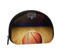 Borsa portatile mini portamonete con stampa Basketball Arena - Portafoglio in poliestere stampato per piccoli oggetti personali, Nero , Taglia unica