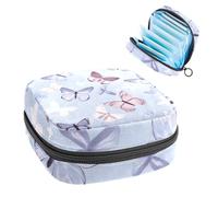 Borsa portatile per assorbenti igienici, borsa per coppette mestruali, borsa per assorbenti mestruali femminili, per ragazze adolescenti, kit per primo ciclo mestruale, graziose farfalle viola chiaro