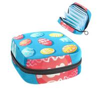 Borsa portatile per assorbenti igienici, borsa per coppette mestruali, borsa per assorbenti mestruali femminili, per ragazze adolescenti, kit primo ciclo di tamponi, uova di Pasqua colorate sfondo blu