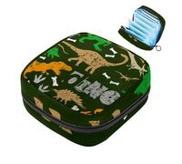 Borsa portatile per assorbenti igienici, borsa per coppette mestruali, borsa per assorbenti mestruali femminili, per ragazze adolescenti, kit per primo ciclo mestruale, impronta di dinosauro