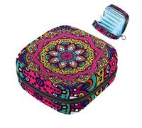 Borsa portatile per assorbenti igienici, borsa per coppette mestruali, borsa per assorbenti mestruali femminili per ragazze adolescenti, kit per il primo ciclo mestruale, mandala indiano artistico