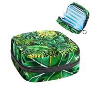 Borsa portatile per assorbenti igienici, borsa per coppette mestruali, borsa per assorbenti mestruali femminili per ragazze adolescenti, kit primo ciclo di tamponi, piante tropicali acquerelli foglie