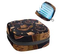 Borsa portatile per assorbenti igienici, borsa per coppette mestruali femminili per ragazze adolescenti, kit per primo ciclo mestruale, cowboy, tema retrò western e wild west