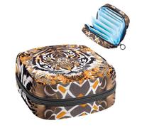 Borsa portatile per assorbenti igienici, borsa per coppette mestruali femminili per ragazze adolescenti, kit per primo ciclo di tamponi, motivo etnico africano con animali selvatici tigre arancione