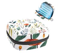 Borsa portatile per assorbenti igienici, borsa per coppette mestruali femminili per ragazze adolescenti, kit per primo ciclo mestruale, acquerelli, fiori e foglie, motivo senza cuciture