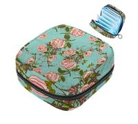Borsa portatile per assorbenti igienici, borsa per coppette mestruali femminili per ragazze adolescenti, kit per primo ciclo mestruale, rosa vintage, blu romantico