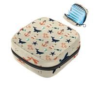 Borsa portatile per assorbenti igienici, borsa per coppette mestruali femminili per ragazze adolescenti, kit per primo ciclo di tamponi, elementi nautici, balena, ancora faro